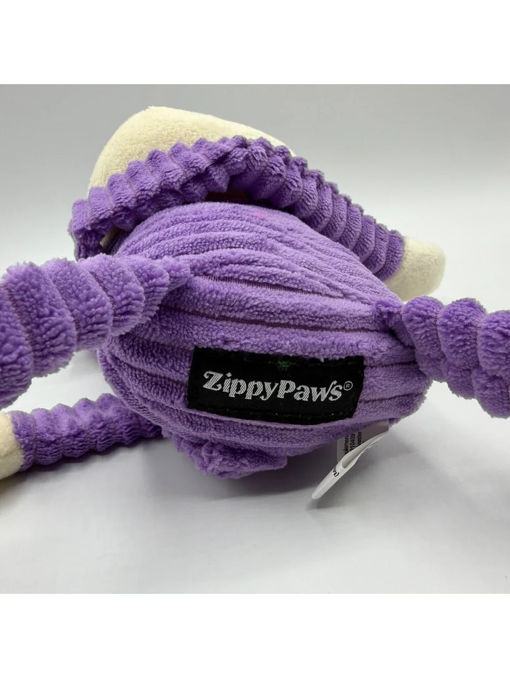 ZippyPaws Spencer the Crinkle Monkey Large Dog Plush Toy Purple Corduroy Squeaky